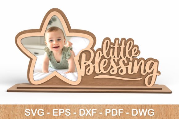 laser cut baby photo frame svg printable editable