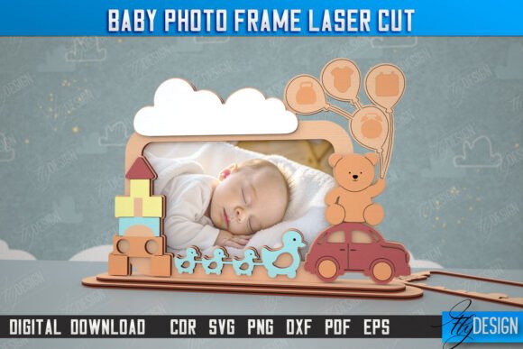 laser cut baby photo frame svg printable editable