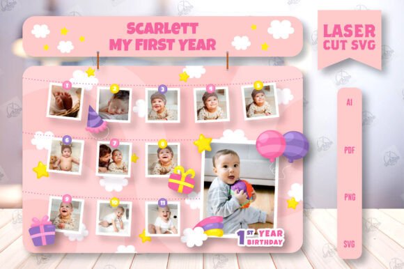 laser cut baby photo frame svg printable editable