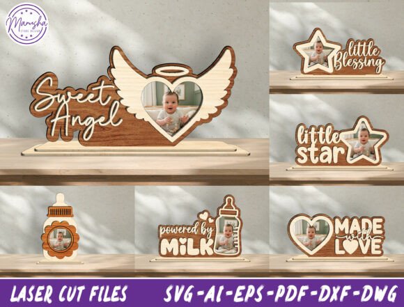 laser cut baby photo frame svg printable editable