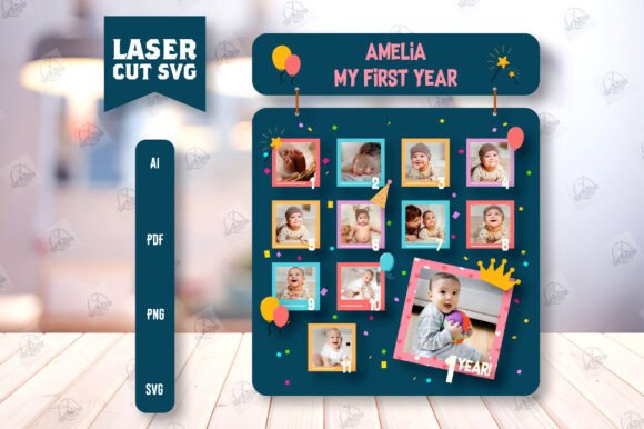 laser cut baby photo frame svg printable editable
