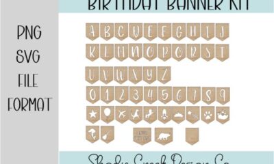 laser cut birthday banner bunting svg printable editable