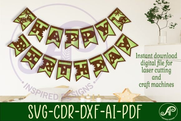 laser cut birthday banner bunting svg printable editable