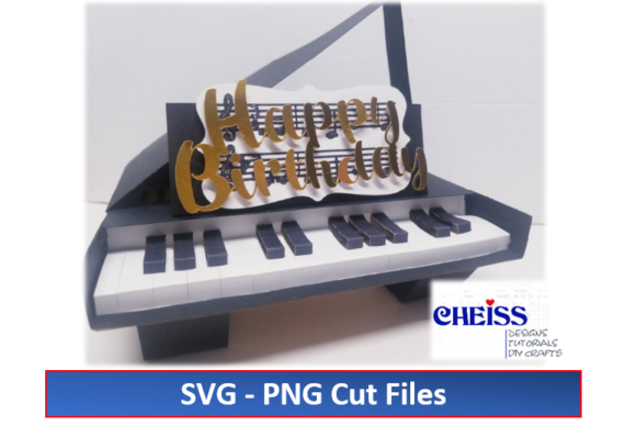3d birthday piano pop-up card black dark aesthetic birthday printable editable