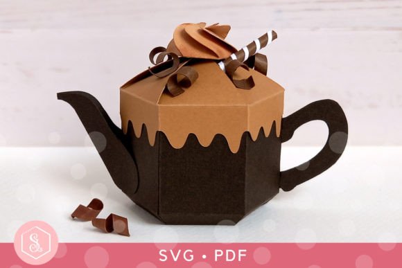 chocolate teapot box svg + pdf templates black dark aesthetic birthday printable editable