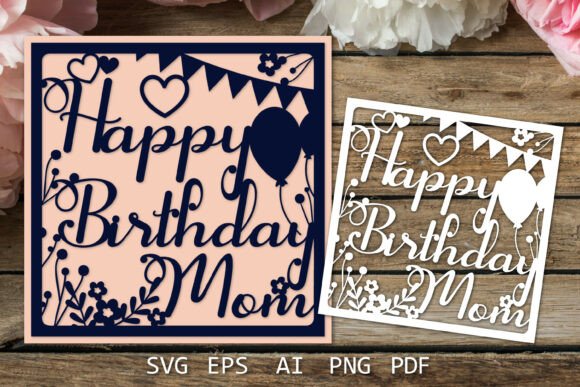 happy birthday mom card svg files black dark aesthetic birthday printable editable