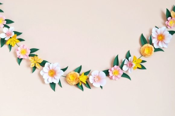 budget friendly birthday decoration ideas paper flower garland printable editable
