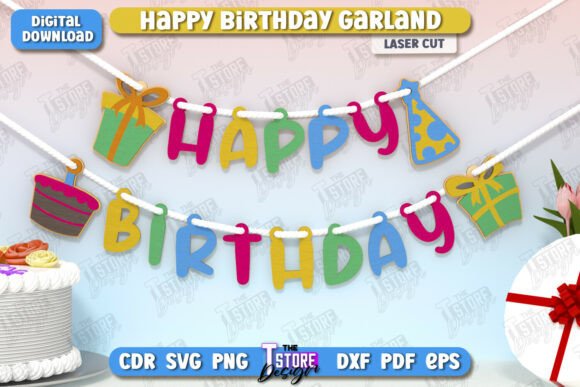 budget friendly birthday decoration ideas happy birthday garland laser cut cnc printable editable