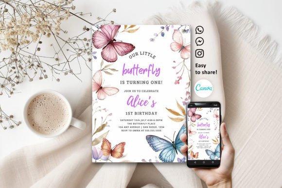 birthday invitation butterfly theme printable editable