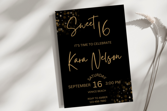 black and white aesthetic birthday invitation printable editable 3