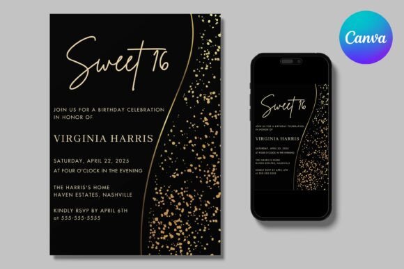 black and white aesthetic birthday invitation printable editable 14