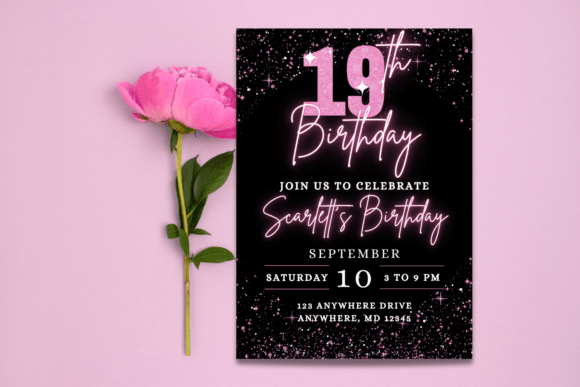 black and white aesthetic birthday invitation printable editable 16