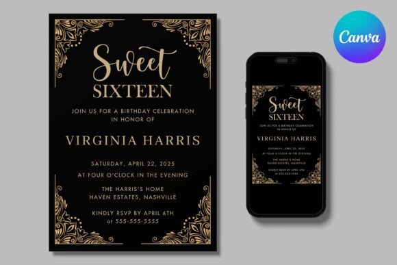 black and white aesthetic birthday invitation printable editable 17