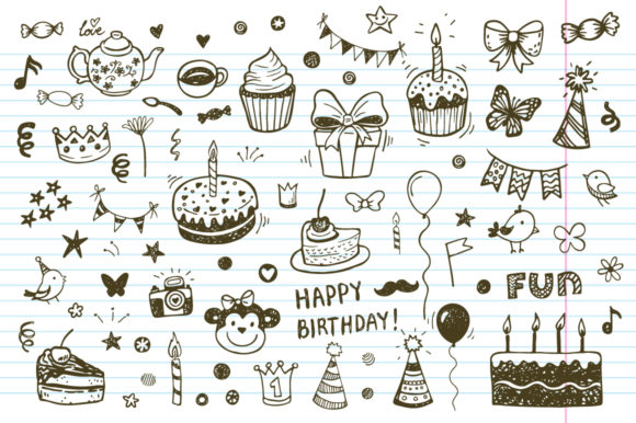 happy birthday template black and white printable editable