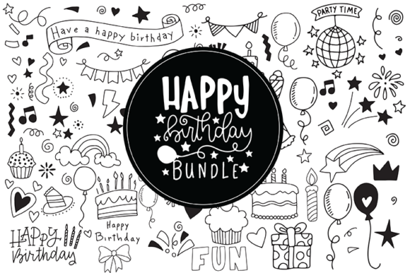 happy birthday template black and white printable editable