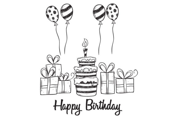 happy birthday template black and white printable editable