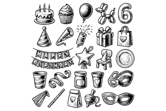 happy birthday template black and white printable editable
