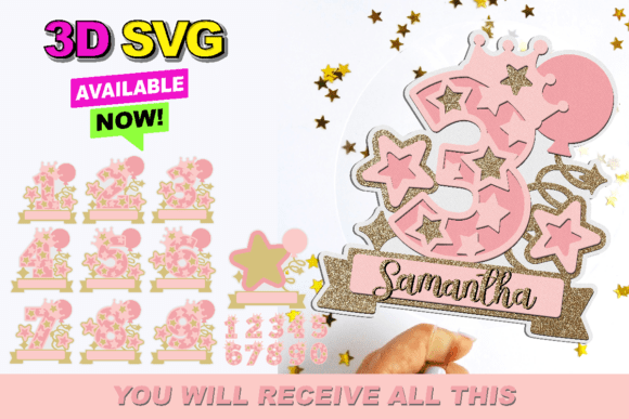 3d cake topper shaker svg design printable editable 2