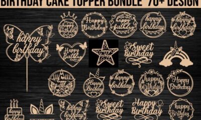 birthday cake topper laser cut svg printable editable 1