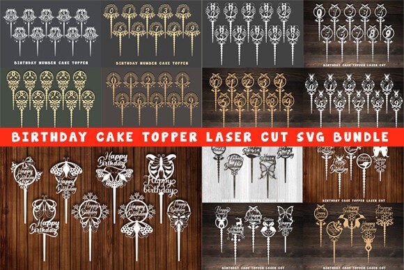 birthday cake topper laser cut svg printable editable 5