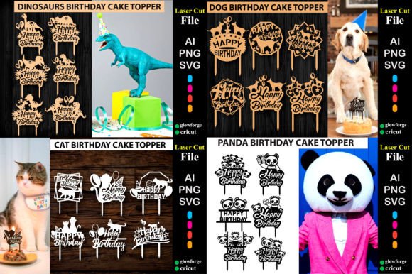 birthday cake topper laser cut svg printable editable 9