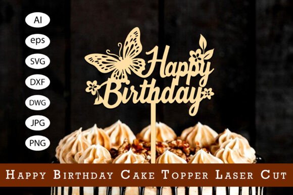 birthday cake topper laser cut svg printable editable 16