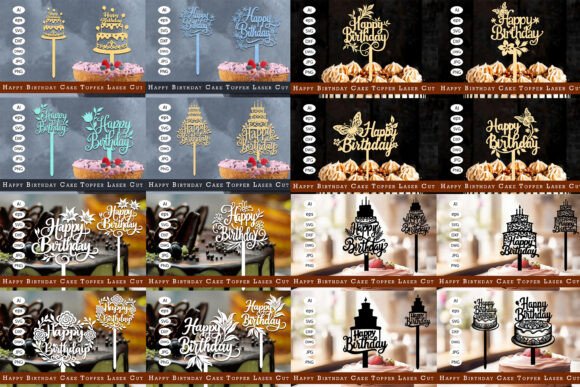birthday cake topper laser cut svg printable editable 19