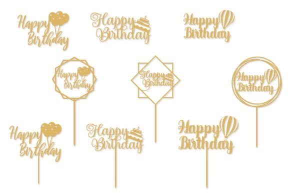 birthday cake topper laser cut svg printable editable 22