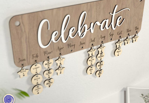 laser cut birthday calendar svg printable editable