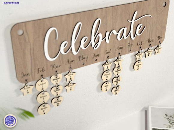 laser cut birthday calendar svg printable editable