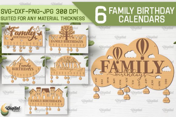 laser cut birthday calendar svg printable editable