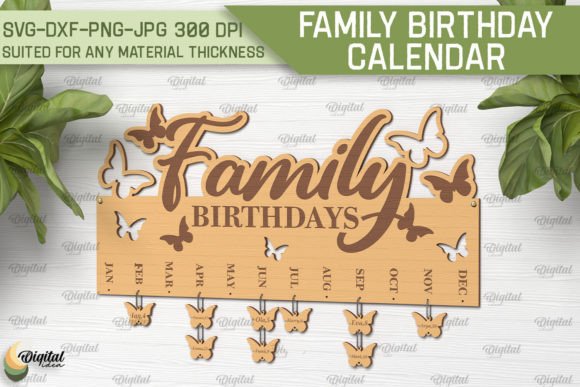 laser cut birthday calendar svg printable editable