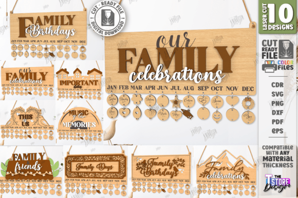 laser cut birthday calendar svg printable editable
