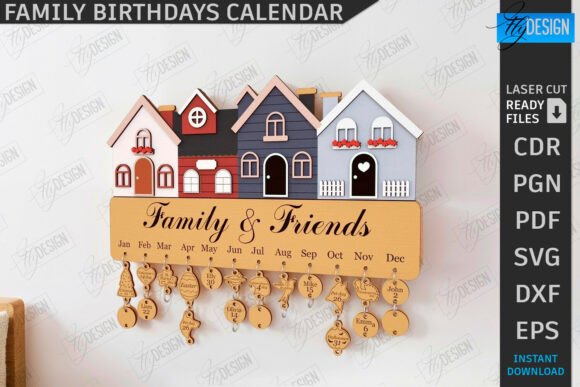 laser cut birthday calendar svg printable editable