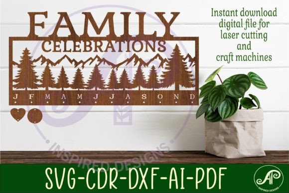laser cut birthday calendar svg printable editable