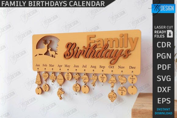 laser cut birthday calendar svg printable editable