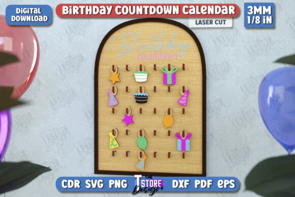 laser cut birthday calendar svg printable editable