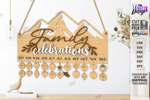 laser cut birthday calendar svg printable editable