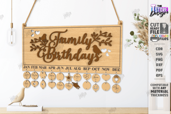 laser cut birthday calendar svg printable editable