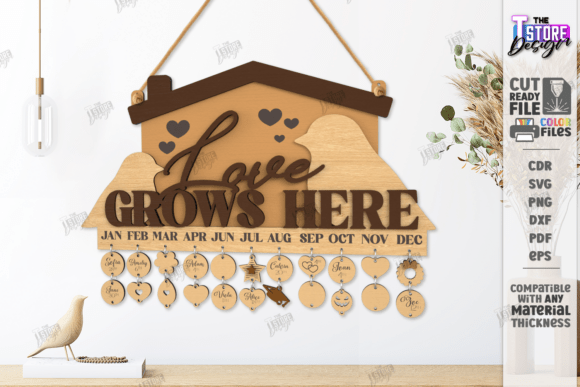 laser cut birthday calendar svg printable editable