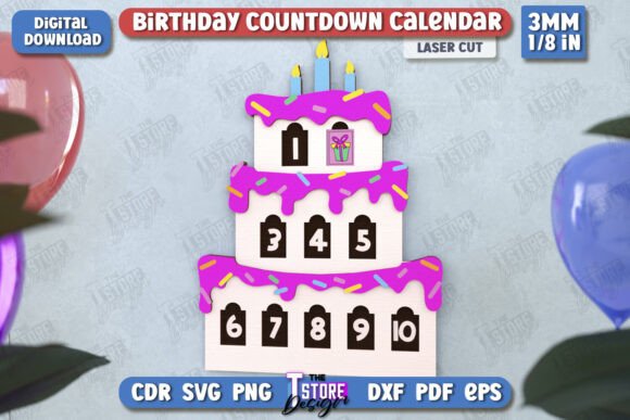 laser cut birthday calendar svg printable editable