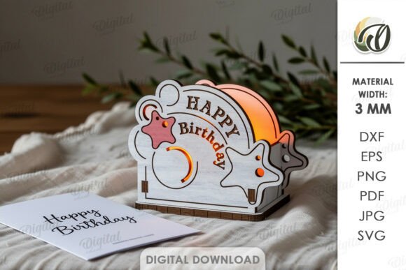 laser cut birthday candle holder svg printable editable 16