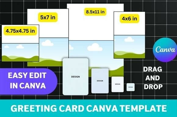 canva birthday card template printable editable