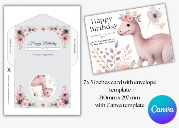 canva birthday card template printable editable