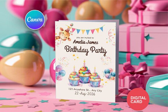 canva birthday card template printable editable
