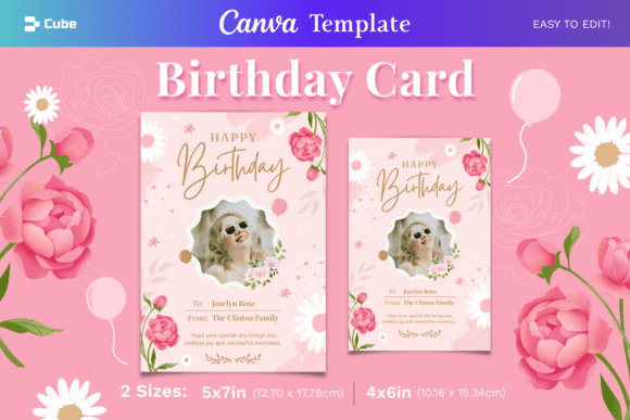 canva birthday card template printable editable