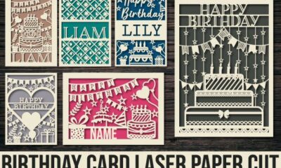 laser cut birthday card svg printable editable