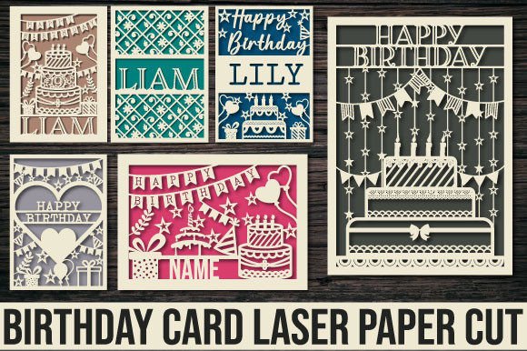 laser cut birthday card svg printable editable