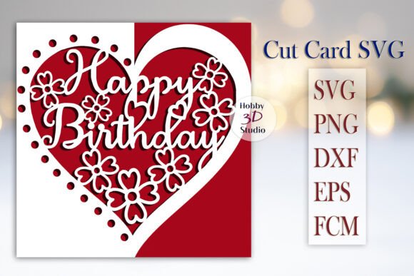 Happy Birthday Card Cut Template SVG printable editable
