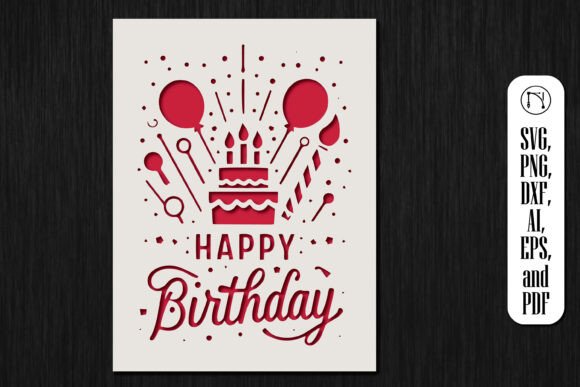 Cricut Birthday Card Paper Cut SVG printable editable